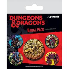 Black Merchandise & Collectibles Dungeons & Dragons Dungeons & Dragons Badge Set Pack of 5