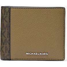 Wallets Michael Kors Hudson Leather and Signature Logo Billfold Wallet With Coin Pouch - Green