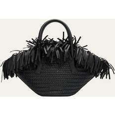 Michael Kors Sort Clutch tasker Michael Kors Sardinia Mini Woven Leather Basket Tote Bag - Black