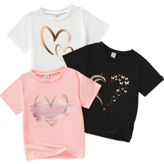 Shein Young Girl Mother Day Warm Holiday pc Leopard Butterfly Heart Print TShirt In Summer