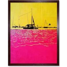 Yellow Framed Art ARTERY8 Modern Abstract Seaside Port Colour Blocking 43cm H x 33cm W x 2cm D Framed Art