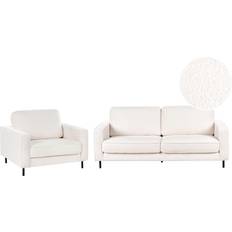 Sofa Set - White Sofas Beliani Modern Boucle Set 3 Seater Armchair Metal Legs White Savalen Sofa