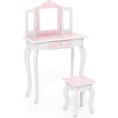 SlickBlue Kids Vanity Set with Drawer and 3 Makeup Accessories