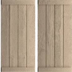 Windows Ekena Millwork Rustic Four Board Joined Board 22 W x 60 H Rough Sawn Timber Window Shutter