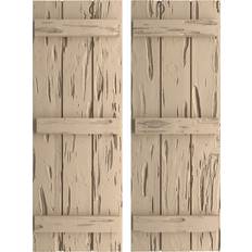 Windows Ekena Millwork Rustic 3 Board Joined B-N-B Faux Wood Shutters 16.5x66 Timber Window Shutter