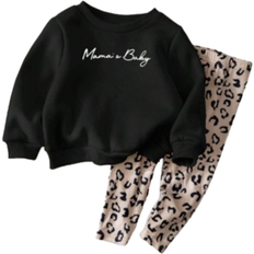 Shein pcs Baby Girl Letter Print Crew Neck Pullover Sweatshirt And Long Pants Set