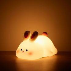 Pink Night Lights Zeuxo USB Rechargeable Bunny Kawaii Kids LED Night Lamp Night Light