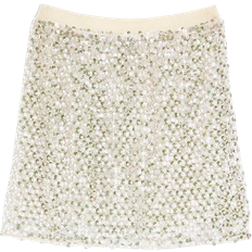 Beige Skirts River Island Embellished Mini Skirt Co-Ord - Cream/White