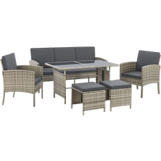 Juskys Turin - Mottled Grey Lounge-Set, 1 Tisch einschl. 2 Stühle & 1 Sofas