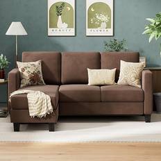 Ebern Designs Brown Sectional 72 Inch Upholstered Sofa 72.8" 3 Seater