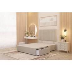 Somnior Alexas 2 Draw Divan Bed Base with Headboard Tweed Fabric - Natural - Super King