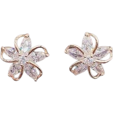 Shein Cubic Zirconia Flower Stud Earrings