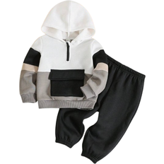 Shein pcsSet Baby BoyGirl AllMatch Sportswear Hoodie And Pants Set Casual Chic Streetwear Outfit For Daily Wear And Outdoor Activities