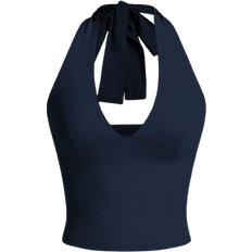 Shein Solid Color Halter Neck Backless VNeck Tank Top Casual Daily Wear