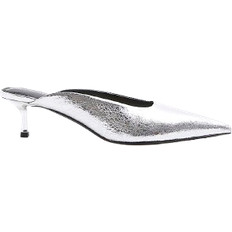 Polyurethane - Silver Heels & Pumps River Island Kitten Heeled Mule Shoes - Silver