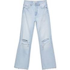 Stradivarius D92 Straight Wide Leg Jeans - Medium Light Blue Denim