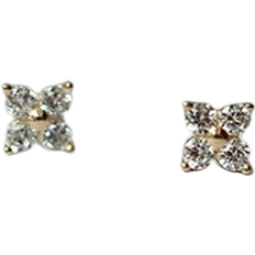 Shein 1pair Fashion Copper Cubic Zirconia Flower Stud Earrings For Women For Mother's Day