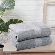 Brentfords Luxury 100% Cotton 2 Jumbo Sheets Bath Towel Silver (150x90cm)