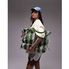 Topshop Tino Nylon Ruched Tote Bag - Green Stripe
