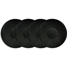 Habitat Black Textured Picnic Set of 4 Dinner Plate