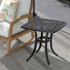 Brown Outdoor Bistro Tables OutSunny Cast Aluminium Bistro Table with Umbrella Hole Bronze Tone