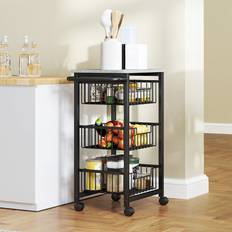 Trolley Tables Homcom 3-Tier Kitchen Island on Wheels Trolley Table