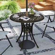 Aluminium Garden Table OutSunny 78 cm Round Garden Dining Table with Parasol Hole