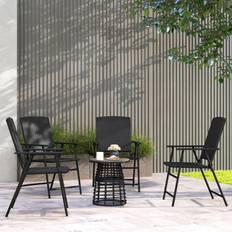 Steel Patio Chairs OutSunny 4 Pcs Rattan Chair Foldable Garden Furniture with Armrest Black