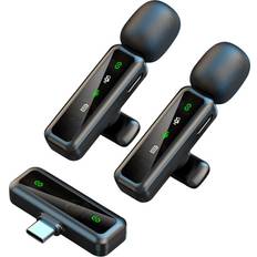 MTK Trådlös Lavalier Mikrofon Brusreducerande 2 Sändare 1 Mottagare USB-C