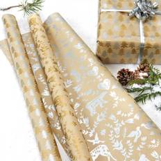 Guld Presentpapper Pobra Presentpapper Silverfärgat Tryck