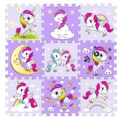 Magni Floor Puzzle With Unicorn 9 Foam Tiles