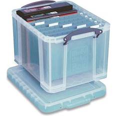Archiving Boxes Really Useful Boxes 32CL Stackable File Box 14.5 x 18.5 x 12.75 Clear/Blue Accents