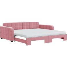Dagbädd sängar och madrasser vidaXL Dagbädd Utdragbar Och Madrasser Rosa 100x200 cm Sammet