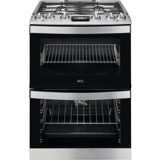 60cm Gas Cookers AEG CKB6541ACM Dual Fuel Cooker with Double Oven Stainless Steel