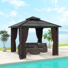 OutSunny Hardtop Gazebo with Polycarbonate Roof and Sides 3x3 m