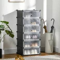 Plastic Shoe Racks Homcom 6 Tier Plastic Storage Cabinet Shoe Rack