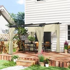 OutSunny Metal Garden Pergola Canopy 3m x 3m Beige
