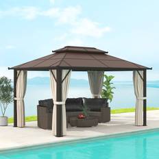 Hardtop gazebo OutSunny 3x4m Polycarbonate Hardtop Gazebo with Aluminium Frame