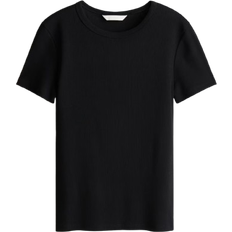 H&M Ribbestrikket T-shirt - Sort