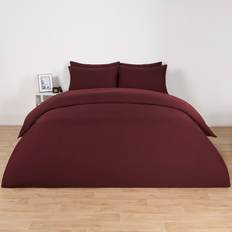 Brentfords Plain Pillowcase Bedding Set, Burgundy - King - One Size Duvet Cover Red (230x220cm)