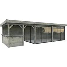 Uthus Palmako Carport Pavillon Connect Lenna 24.9 m2 Set 419 Slide Transparent Tauchgrundiert (Gebäudefläche )