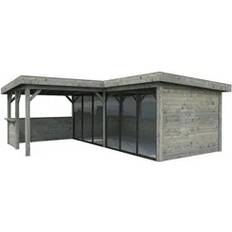Palmako Carportar Palmako Carport Pavillon Connect Lenna 24.9 m2 Set 422 Slide grau tauchgrundiert (Gebäudefläche )