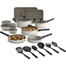 Bella 21-Piece Ceramic Nonstick Oatmilk Cookware Set with lid
