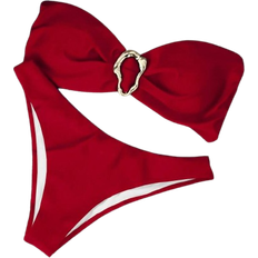 Shein Sexy Solid Color Bandeau Bikini - European/American Style