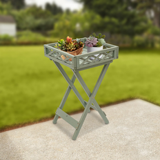 Indoor Plant Stands CNCEST 26.4 Inches H x 15.7 Inches W 15.7 in W Wood Foldable Indoor Outdoor Rectangular Wood Plant Stand in Green