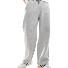 Pull&Bear Gråmelerade Joggingbyxor Med Vida Ben - Grå/a