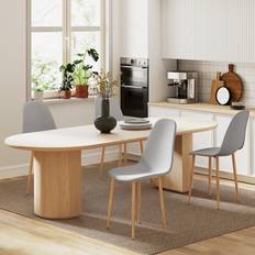 Kitchen Chairs Homcom Set of 4 with Backrest and Steel Legs Grey Kitchen Chair 4pcs