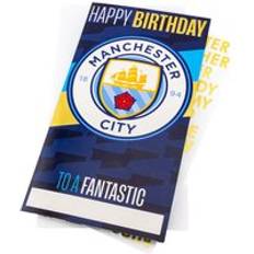 Artículos de Fiesta Manchester City FC Tarjeta Cumpleaños Personalizable One Size Azul/Blanco