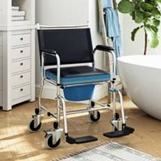 Wheel Chairs Homcom Commode Wheeled Chair with Padded Seat Backrest
