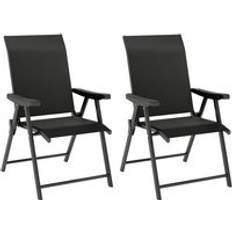 Steel Garden Chairs OutSunny 2 Pcs Folding Chair with Breathable Mesh Fabric Seat